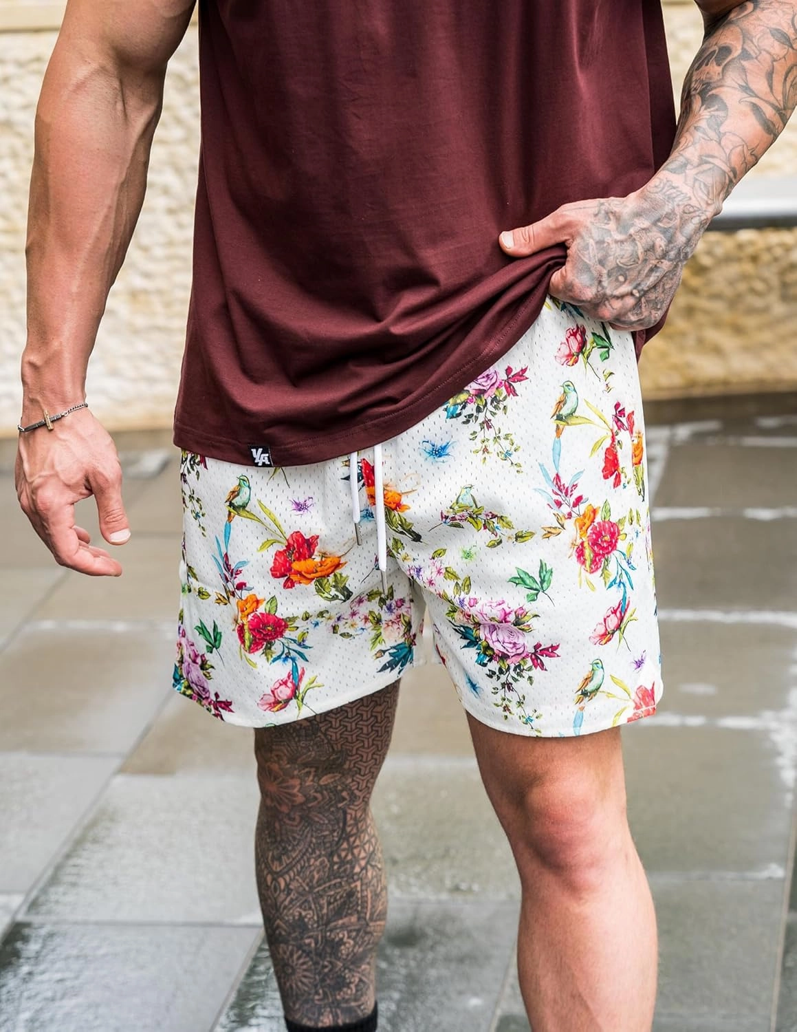 BOOMLEMON Mens Mesh Graphic Print Shorts Casual Fashion Cool Shorts Retro Active Gym Streetwear Short Pants
