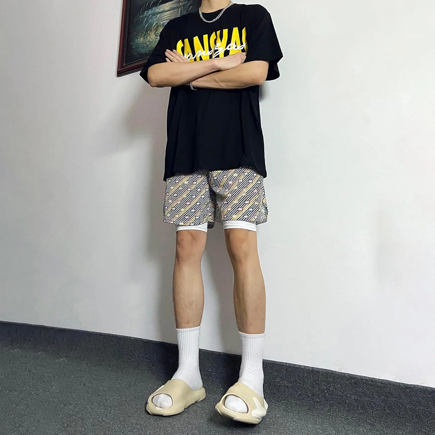 BOOMLEMON Mens Mesh Graphic Print Shorts Casual Workout Cool Shorts Gym Basketball Running Short Pants