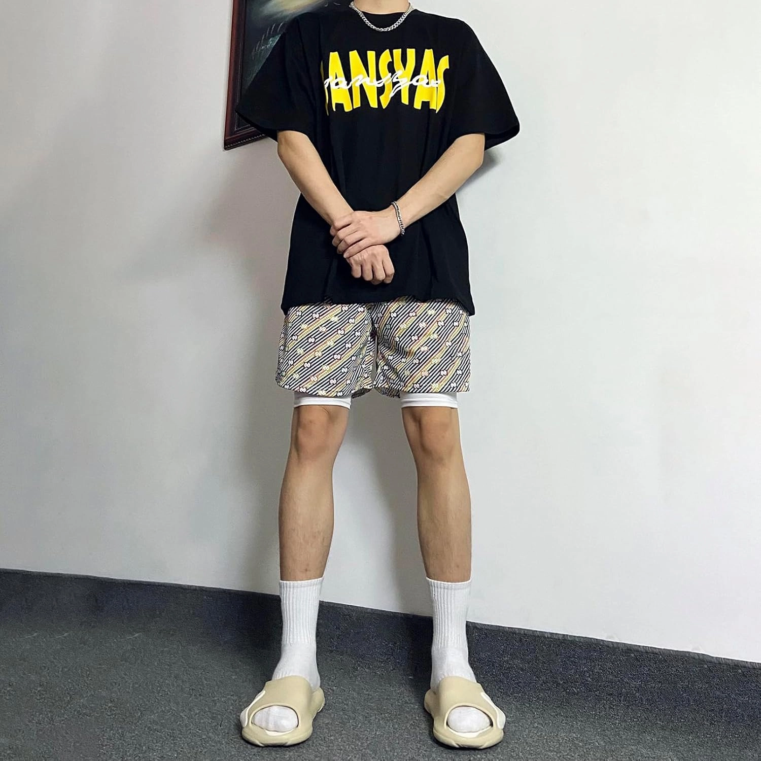 BOOMLEMON Mens Mesh Graphic Print Shorts Casual Workout Cool Shorts Gym Basketball Running Short Pants
