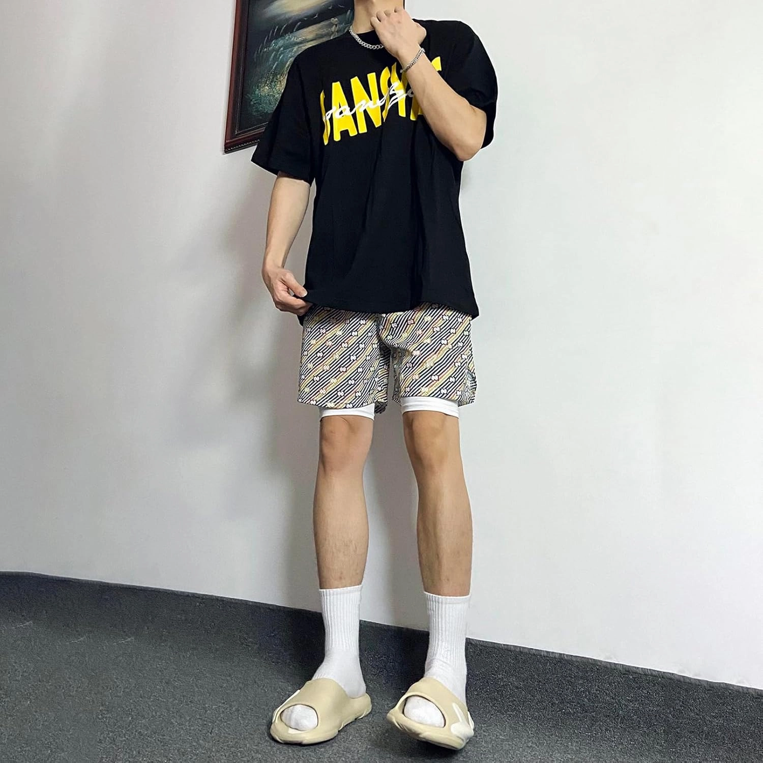 BOOMLEMON Mens Mesh Graphic Print Shorts Casual Workout Cool Shorts Gym Basketball Running Short Pants