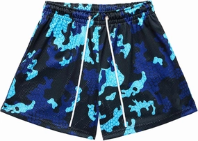 BOOMLEMON Mens Mesh Graphic Print Shorts Summer Basketball Running Shorts Retro Casual Cool Streetwear Short Pants