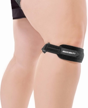 BraceAbility Patellar Tendon Support Strap - Knee Stabilizer Brace with Adjustable Band for Patella Tendonitis, Osgood Schlatter, Soccer, Basketball, Running, Jumper's Knee, Tennis, Volleyball (XL)