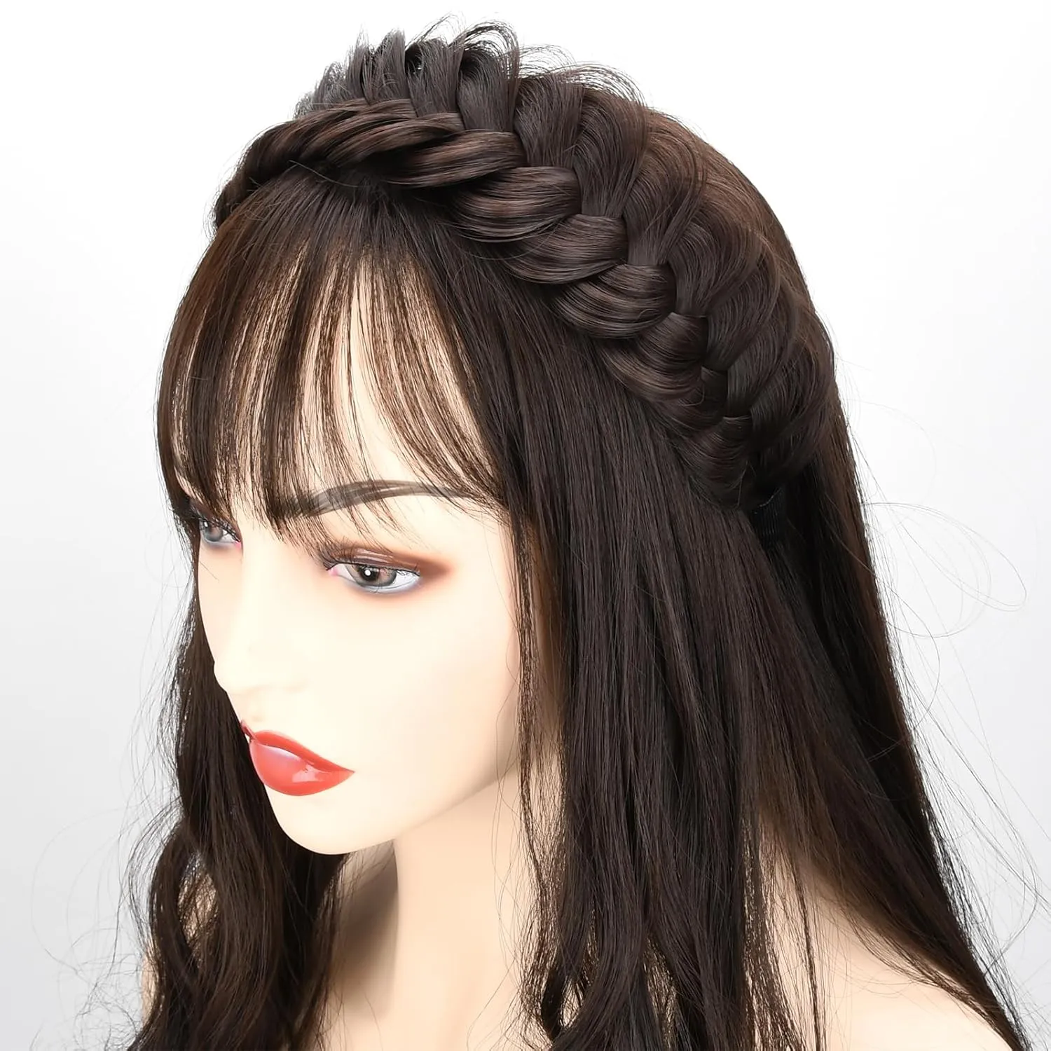 Braided Headband With Tooth Wide Braid Messy Hair Hoop Women Fashion Hair Accessories (White Blonde, Adjustable Size)