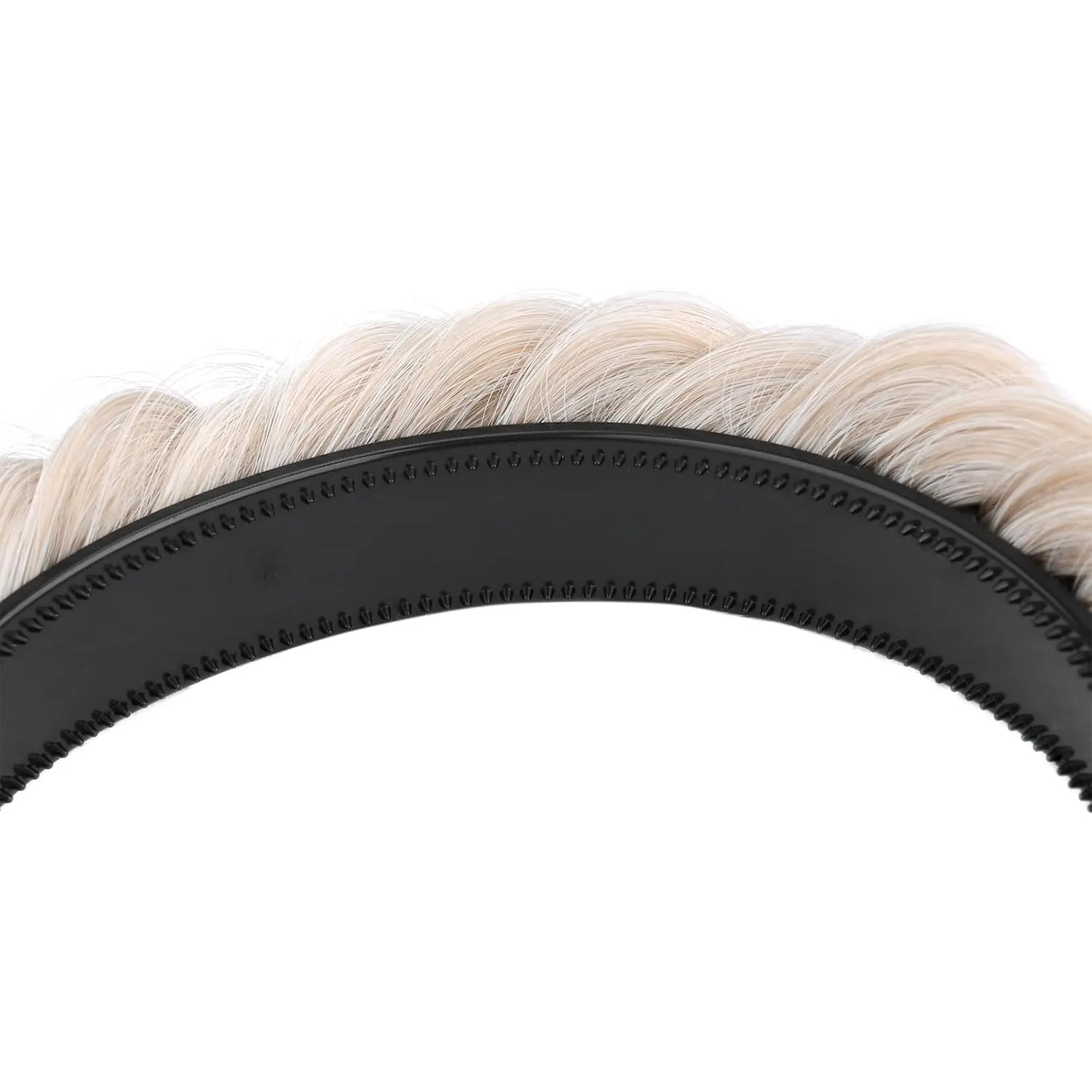 Braided Headband With Tooth Wide Braid Messy Hair Hoop Women Fashion Hair Accessories (White Blonde, Adjustable Size)