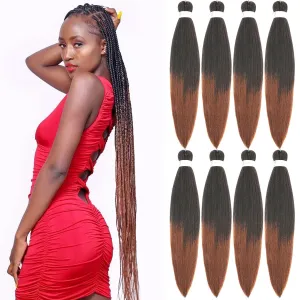 Braiding Hair Pre Stretched 22 Inch 8 Pack Long Braiding Hair Professional Pre Stretched Hair For Braiding Soft Yaki Texture Hot Water Setting Synthetic Crochet Braids Hair For Women (22Inch,1B/350)