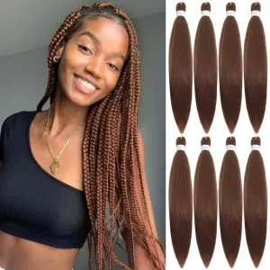 Braiding Hair Pre Stretched 22 Inch 8 Pack Long Braiding Hair Professional Pre Stretched Hair For Braiding Soft Yaki Texture Hot Water Setting Synthetic Crochet Braids Hair For Women (22Inch,30#)
