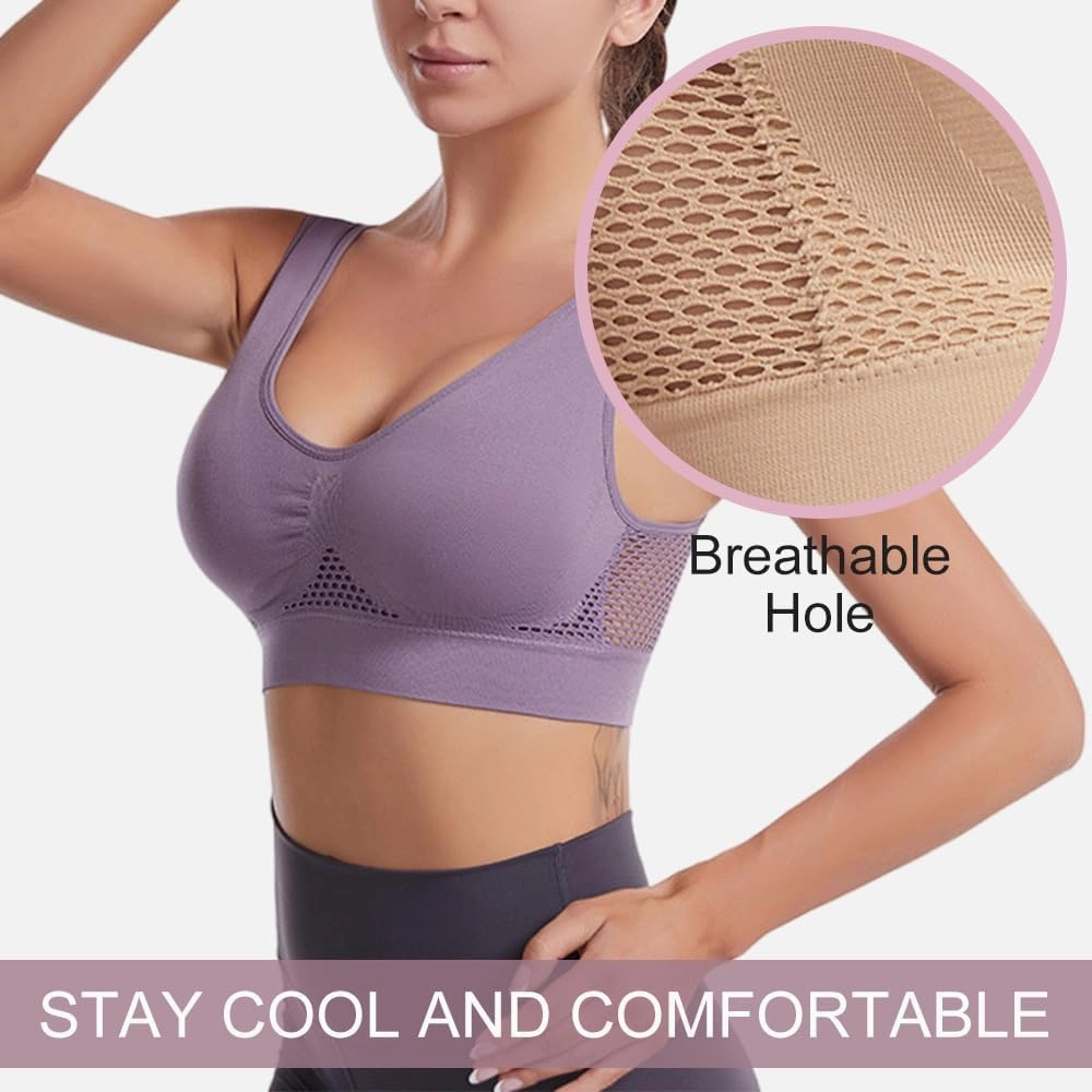 Breathable Cool Liftup Air Bra 2025 Upgrade Wireless Mesh Sport Bras for Women, Soft Anti Sagging Comfortable Bras
