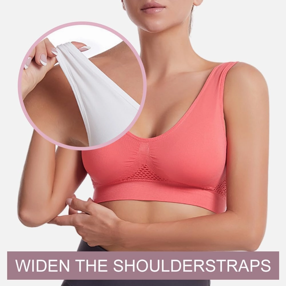 Breathable Cool Liftup Air Bra 2025 Upgrade Wireless Mesh Sport Bras for Women, Soft Anti Sagging Comfortable Bras