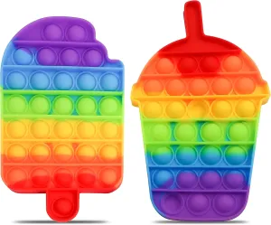 Bubble Popper Fidget Toy – Stress Relieving Push Pop Bubbles Toy for Kids and Adults, Relaxing Silicon Bubble Poppers Sensory Toy for ADHD, Autistic Kids (Ice Pop & Frappe)