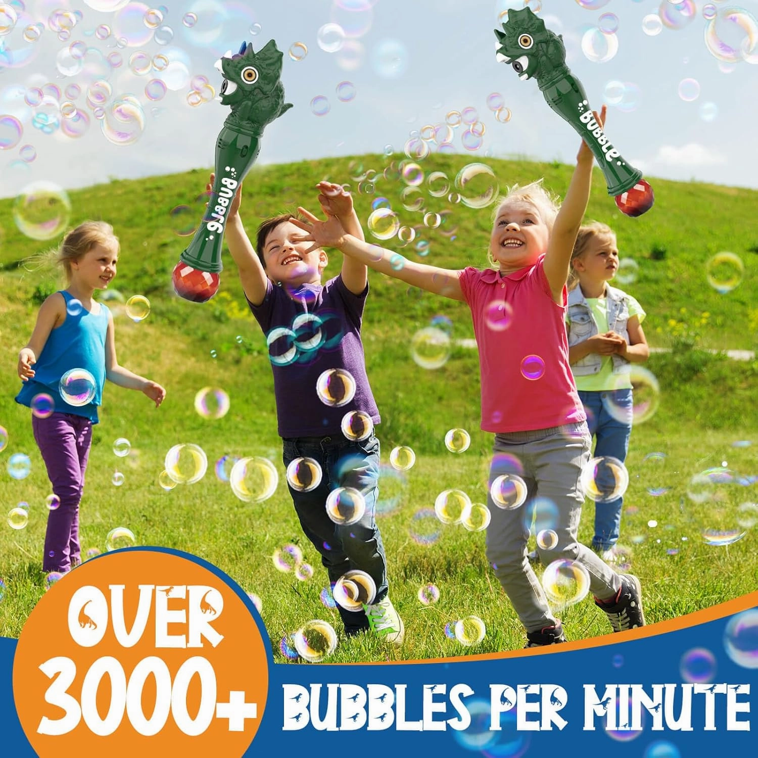 Bubble Wand Toys for Kid 3-8 Years Old Boys: Dinosaur Bubble Wand Bubbles Machine Bubble Blower for Toddlers 1-3 Dinosaur Toys for Kids 3-5 Outdoor Toy Gift for 3 4 5 6 7 8 Years Old Boy, Green