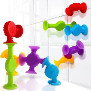 BUNMO Suction Bath Toys - Connect, Build, Create - Bath Toy - Hours of Fun & Creativity - Fine Motor Skills - Captivating & Stimulating Sensory Toy - Non-Mouthable Toy 3  - Textured 44 Pack