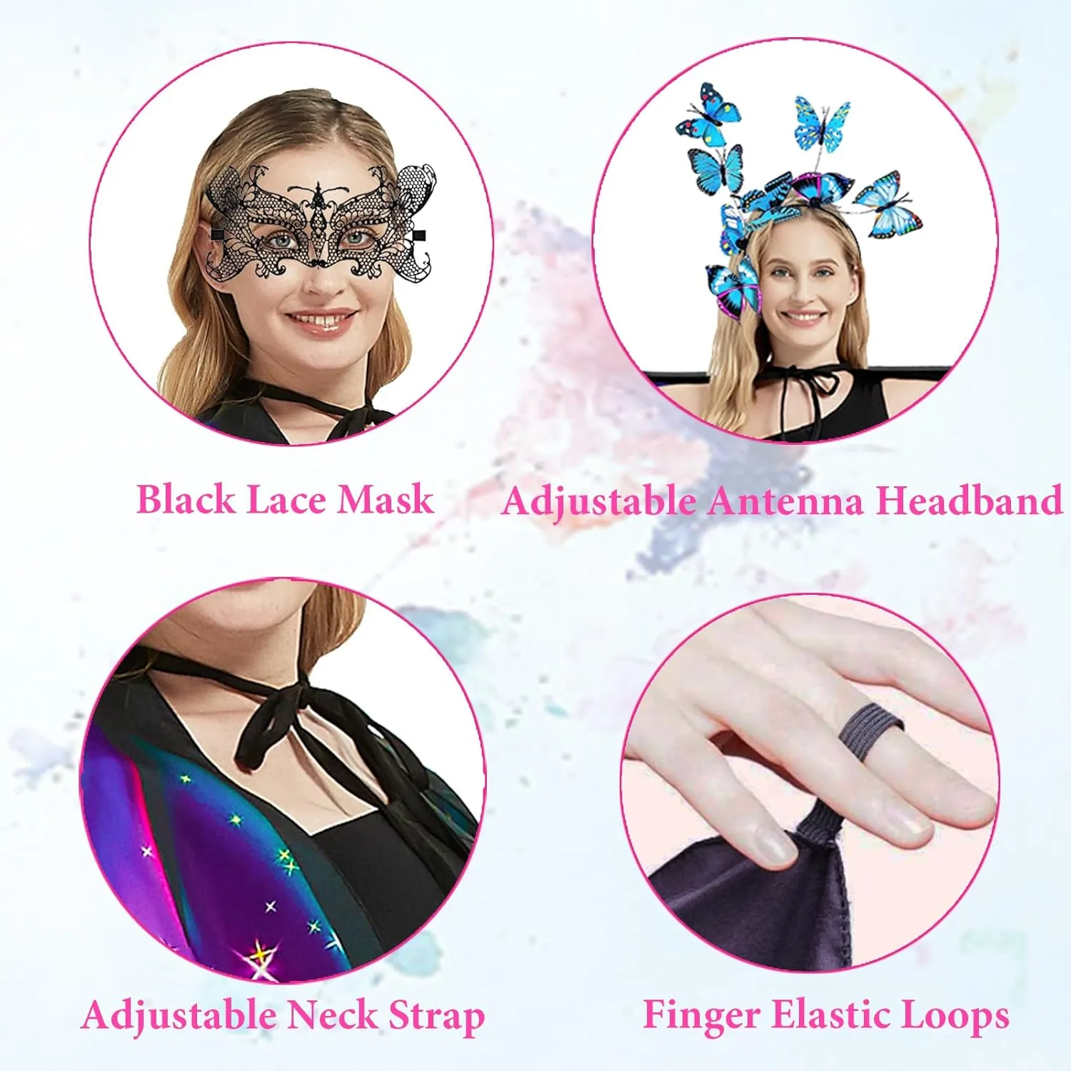 Butterfly Wings Costume for Women Fairy Wings Adult Halloween Costumes Butterfly Cape with Mask and Headband