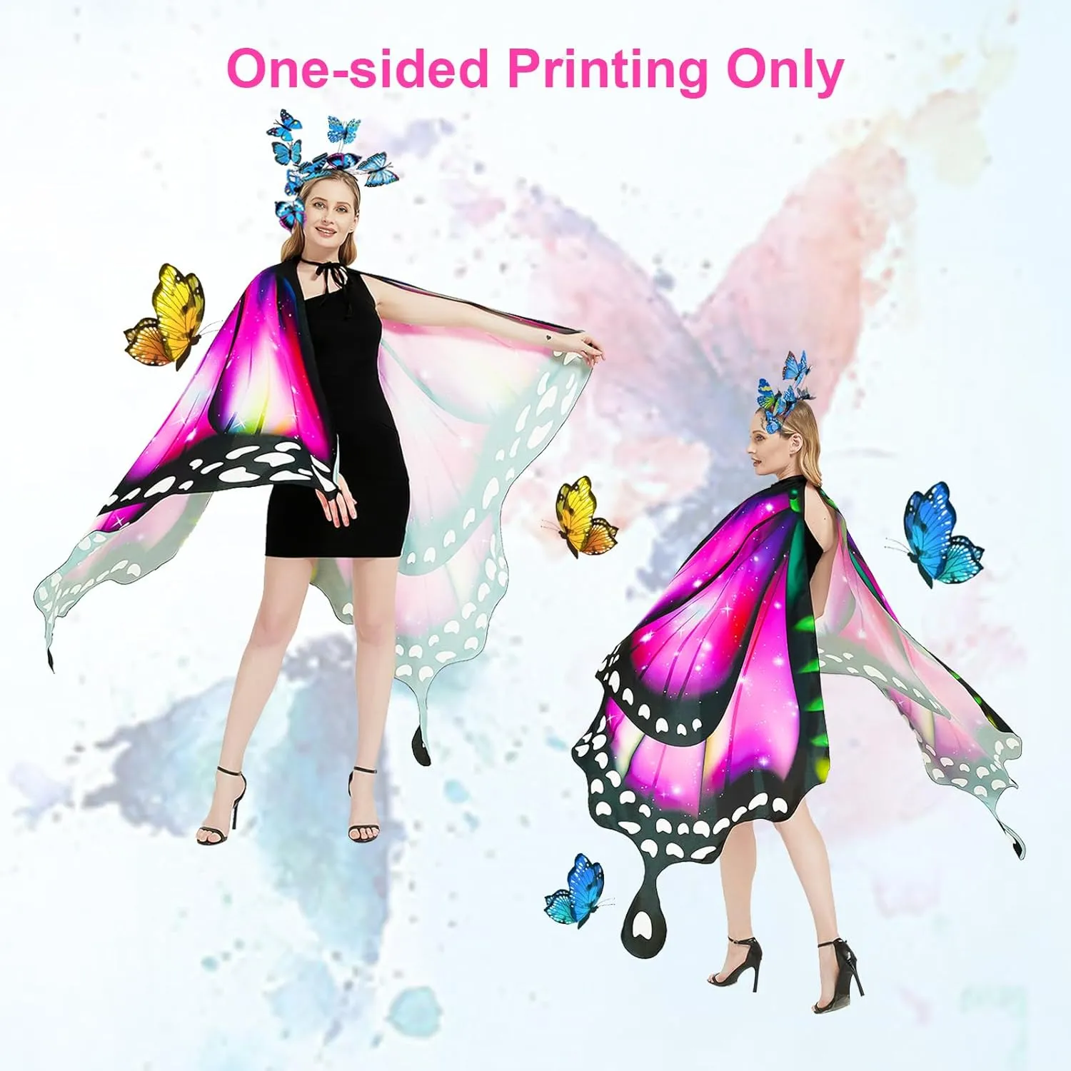 Butterfly Wings Costume for Women Fairy Wings Adult Halloween Costumes Butterfly Cape with Mask and Headband