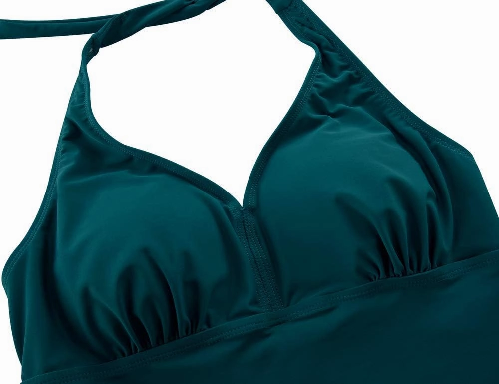 Cadocado Women's Tankini Top Strappy Back Bathing Suit Slimming Control Swimsuits Top Ruched Swimwear Top Only
