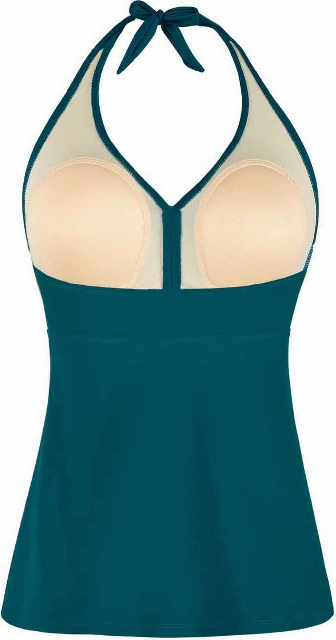 Cadocado Women's Tankini Top Strappy Back Bathing Suit Slimming Control Swimsuits Top Ruched Swimwear Top Only