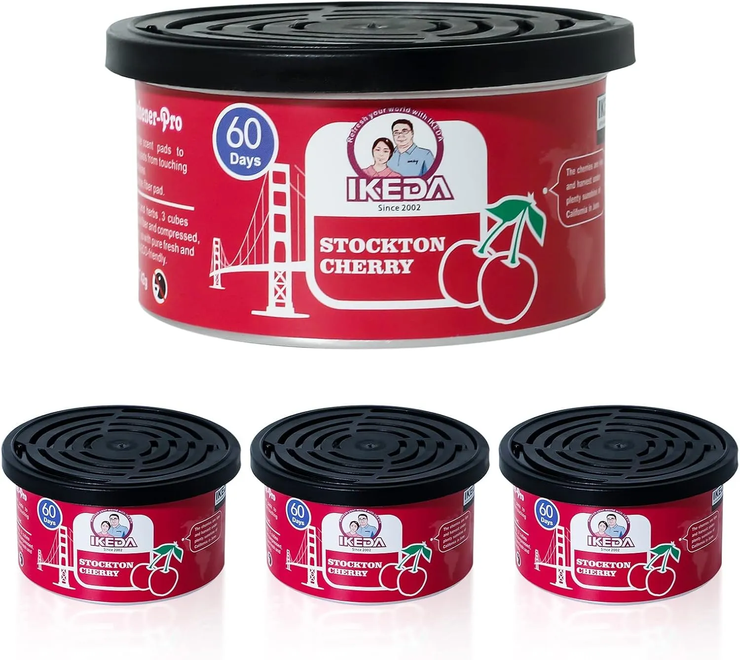Car Air Freshener: Stockton Cherry Scent | Car Scents | Odor Eliminator Essential | Long-Lasting | Strong Fragrance | For Home Closet | 1.5 Oz | Pack of 4…