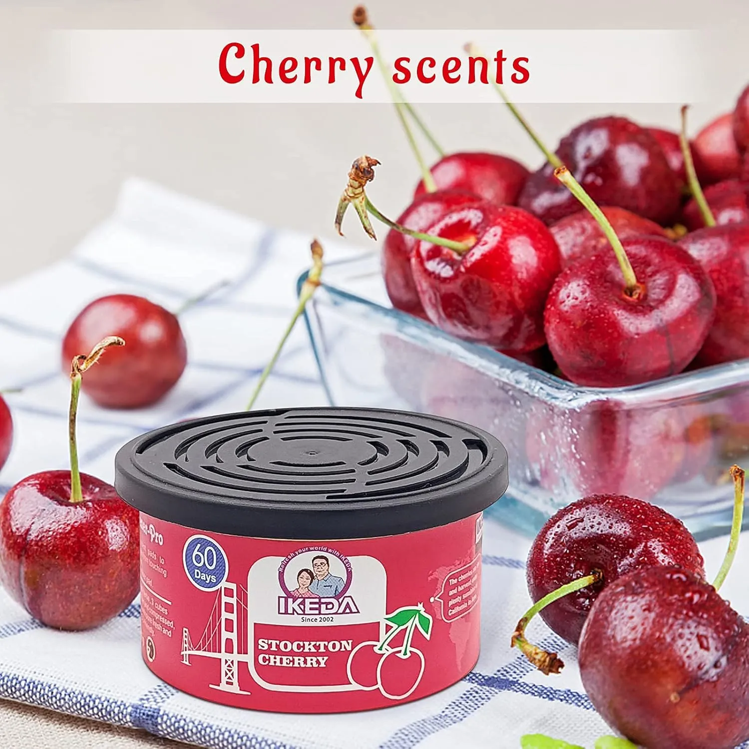 Car Air Freshener: Stockton Cherry Scent | Car Scents | Odor Eliminator Essential | Long-Lasting | Strong Fragrance | For Home Closet | 1.5 Oz | Pack of 4…