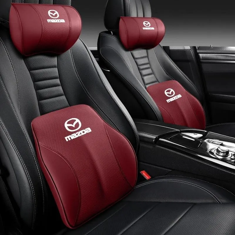 Car Headrest Lumbar Support Cushion for Mazda Biante 2008-2018, Car Lumbar Support Pillow and Car Neck Pillow Kit, Driver Seat Backrest, Seat Covers Accessories,B