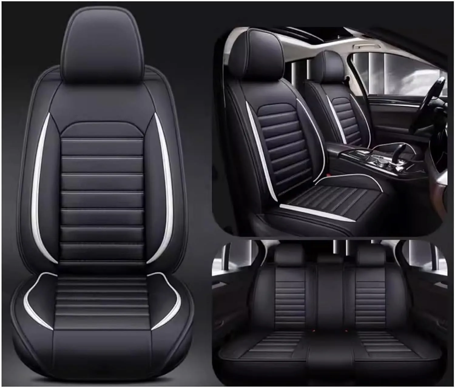 Car Seat Covers Full Set for Ligier JS50 2000-2024 2025, Universal Leather Car Seat Cover Waterproof Custom Automotive Seat Covers Protector(White)