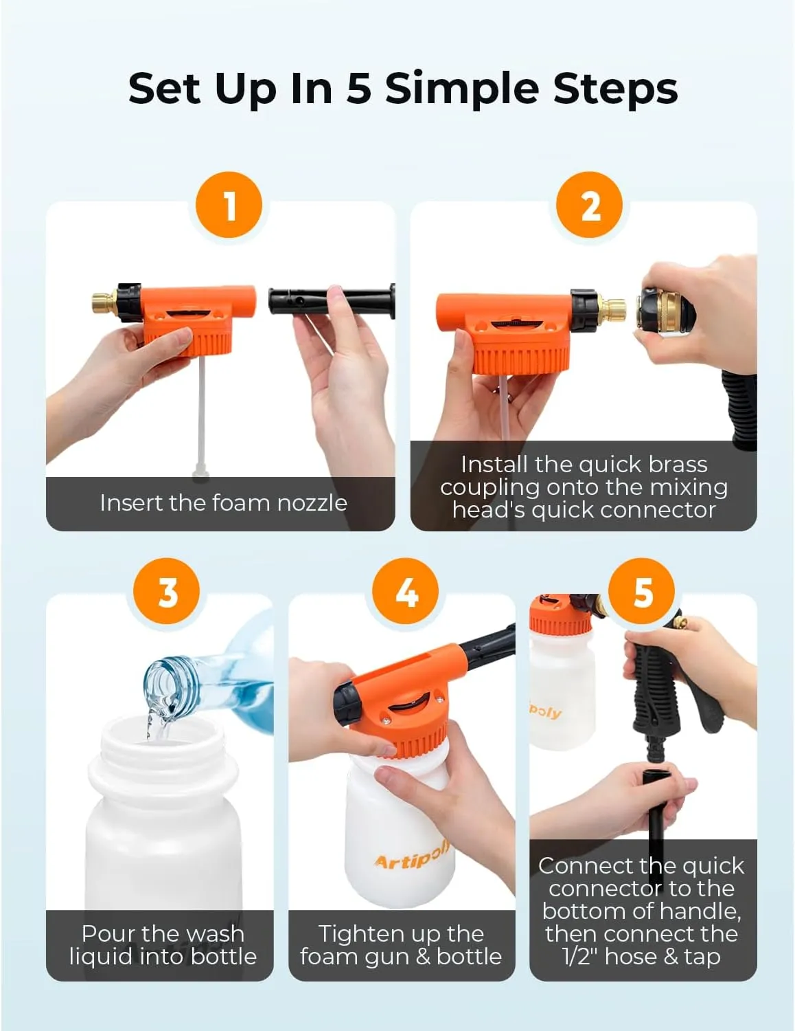 Car Wash Foam Gun   Microfiber Wash Mitt - Car Foam Sprayer - Foam Cannon for Hose - Spray Foam Gun Cleaner - Snow Foam Blaster for Cars, Boats, RVs, Foam Cannon Connects to Any Garden Hose