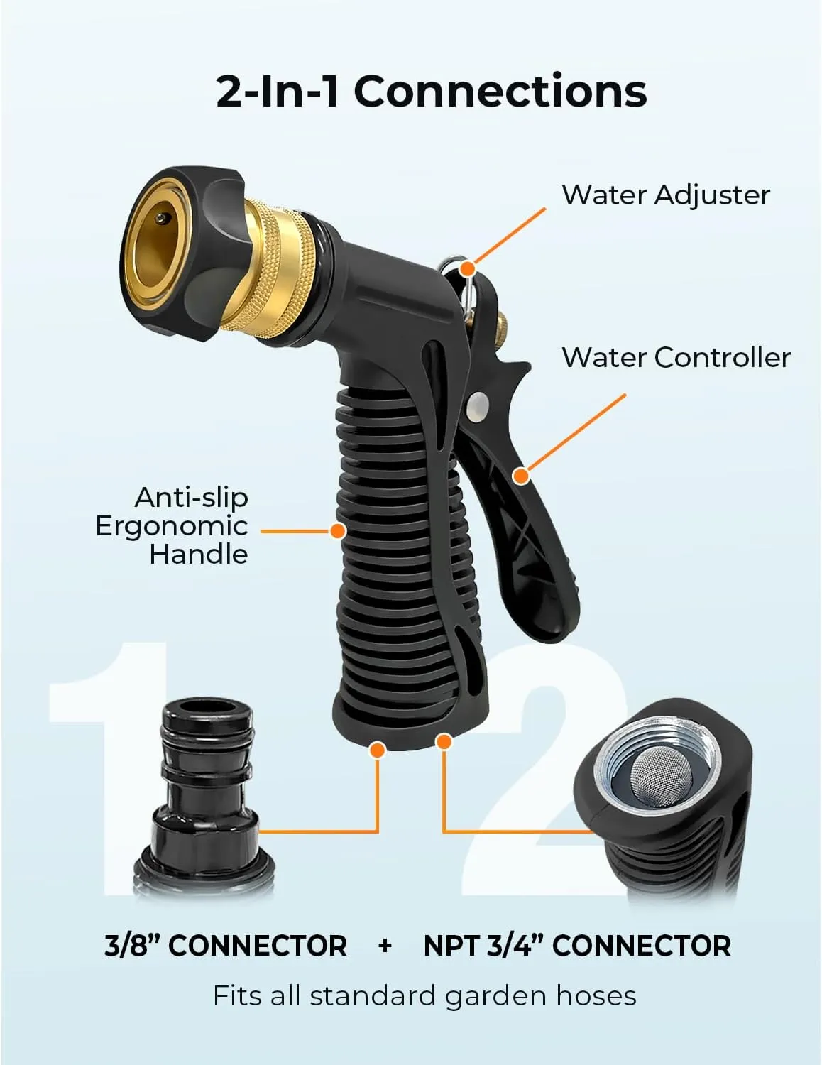Car Wash Foam Gun   Microfiber Wash Mitt - Car Foam Sprayer - Foam Cannon for Hose - Spray Foam Gun Cleaner - Snow Foam Blaster for Cars, Boats, RVs, Foam Cannon Connects to Any Garden Hose