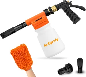 Car Wash Foam Gun   Microfiber Wash Mitt - Car Foam Sprayer - Foam Cannon for Hose - Spray Foam Gun Cleaner - Snow Foam Blaster for Cars, Boats, RVs, Foam Cannon Connects to Any Garden Hose