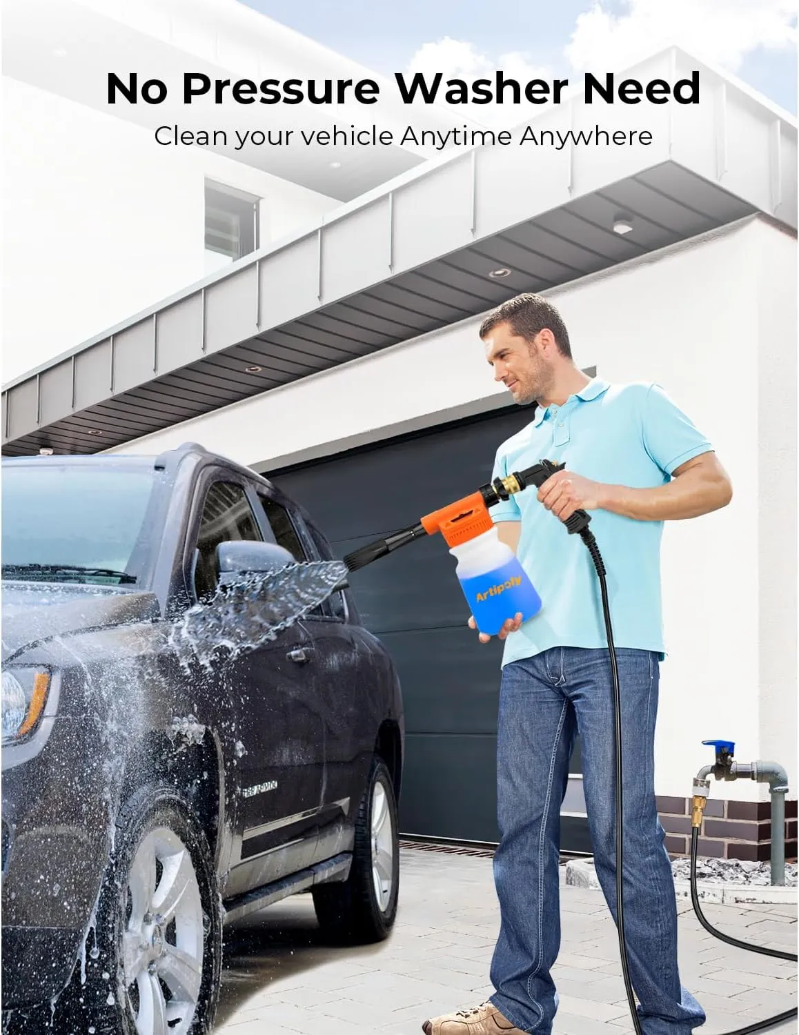 Car Wash Foam Gun   Microfiber Wash Mitt - Car Foam Sprayer - Foam Cannon for Hose - Spray Foam Gun Cleaner - Snow Foam Blaster for Cars, Boats, RVs, Foam Cannon Connects to Any Garden Hose