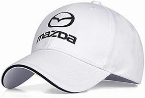 Car Baseball Cap, Suitable for Mazda, Adjustable Casual Baseball Cap, Adjustable Moisture Wicking Unisex Baseball Cap,White