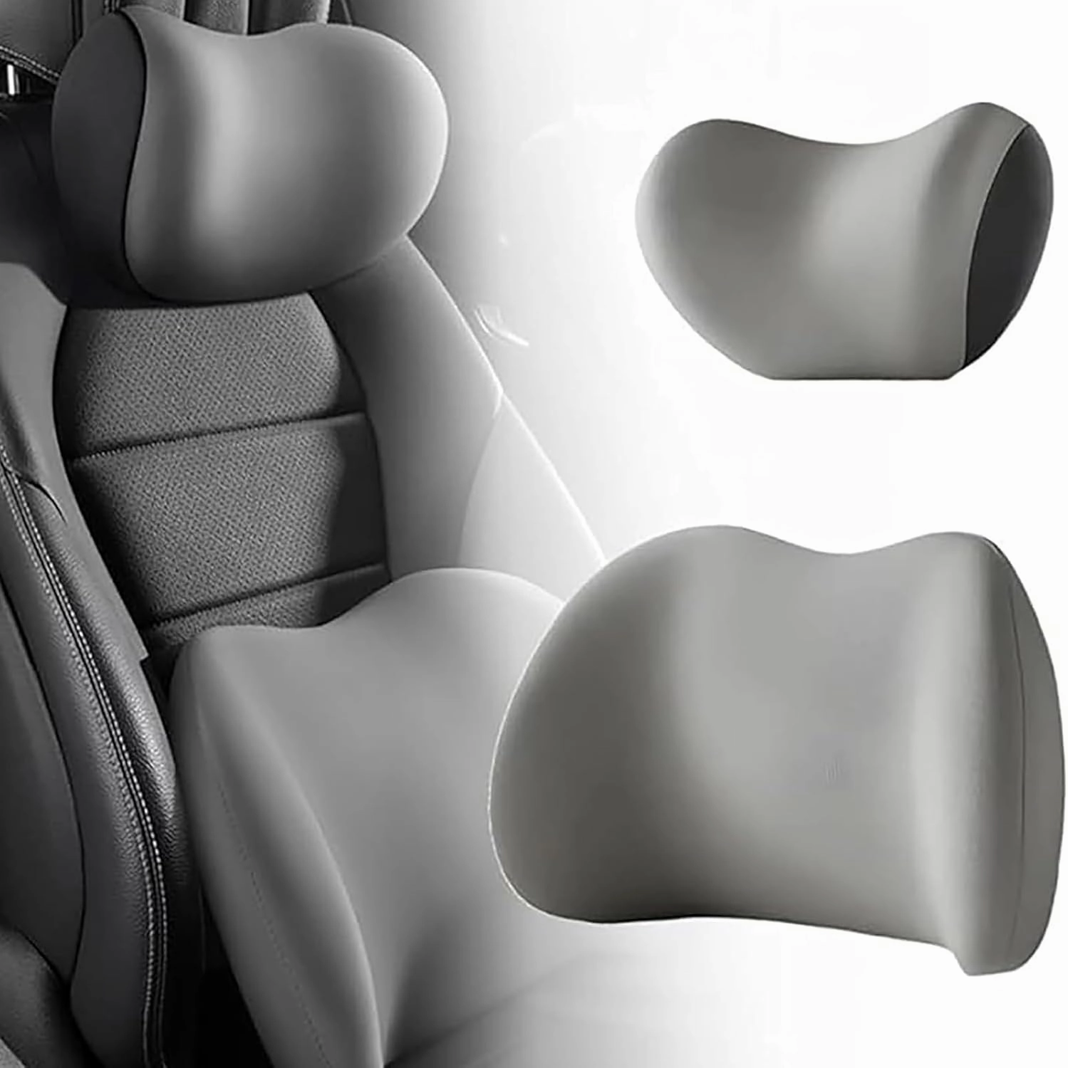 Car Headrest & Lumbar Support Cushion for Dacia Lodgy Duster Ateca Born 2012-2025, Ergonomic Memory Foam Head Rest Lumbar Support Pillow Breathable Cover Neck Back Pain Relief Removable