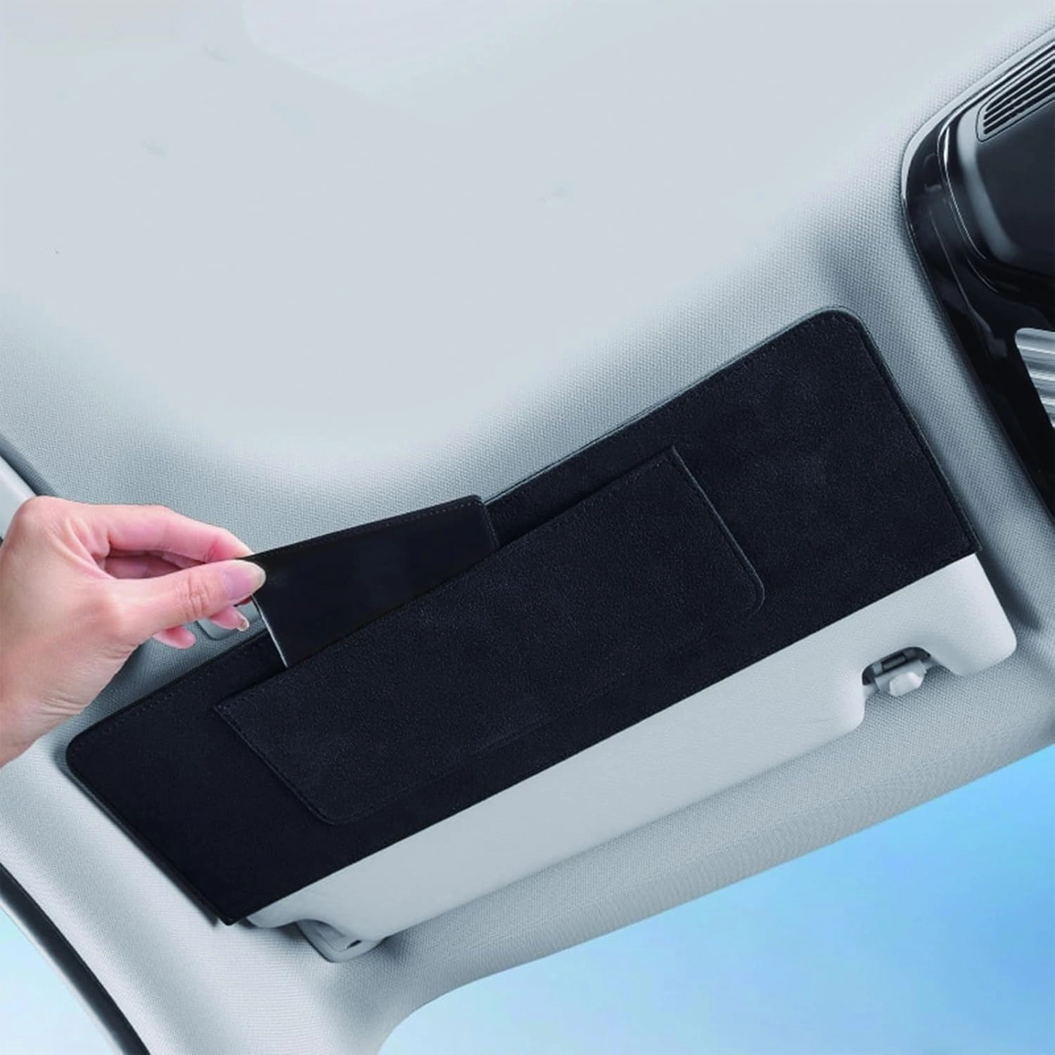 Car Sun Visor Extender for Audi Q7 4M 2nd Facelift SUV 5-7 Seats 2024- UV Protection Anti-Glare Sun Blocker,Adjustable Stable Car Sun Visor Extension Clip,Black-with Storage Bag