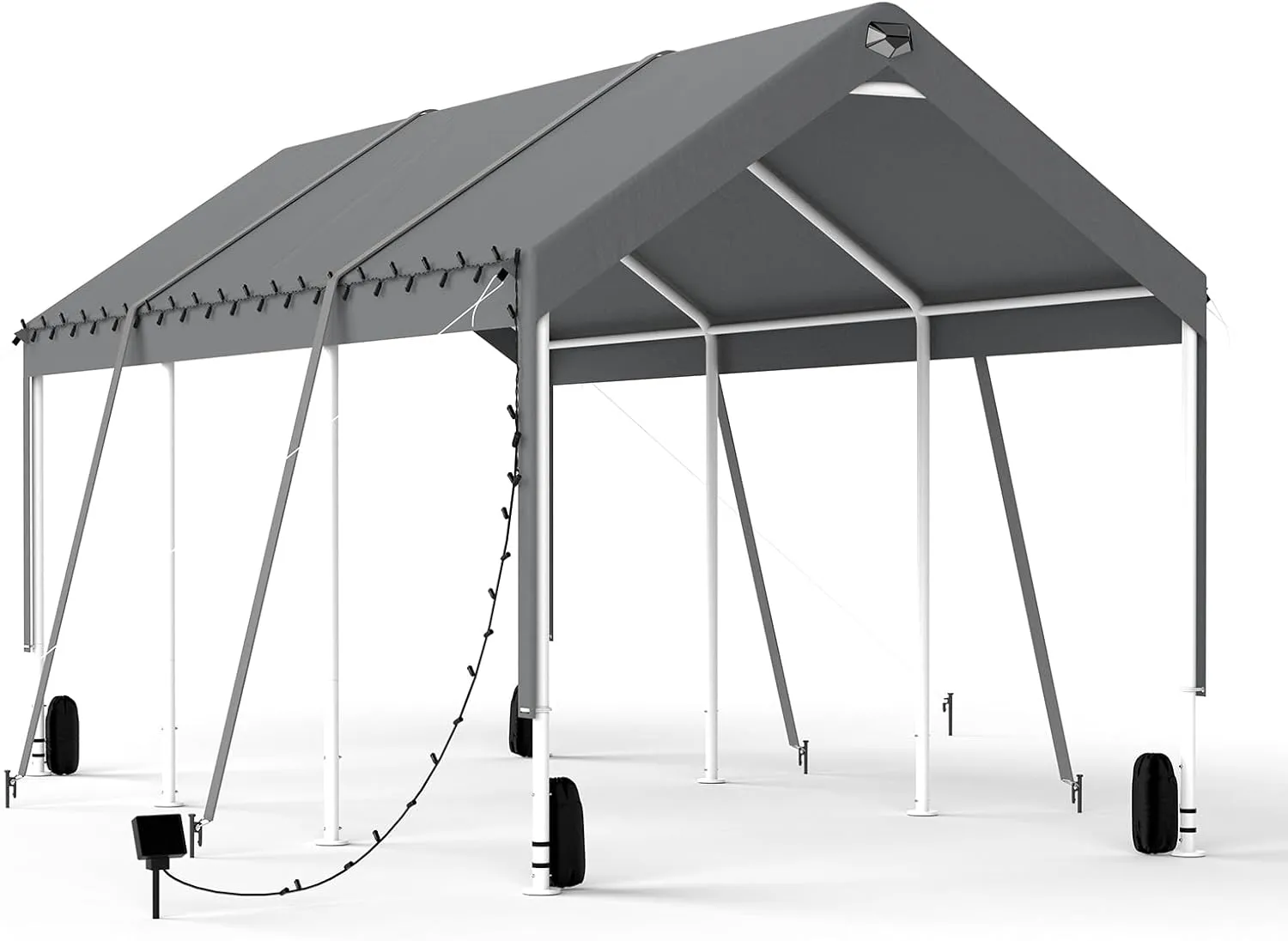 Carport Canopy 10x20 Heavy Duty, Carport Canopy Adjustable Height, Portable Car Port Garage, Car Shelter All Weather, Grey