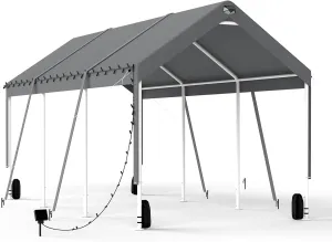 Carport Canopy 10x20 Heavy Duty, Carport Canopy Adjustable Height, Portable Car Port Garage, Car Shelter All Weather, Grey