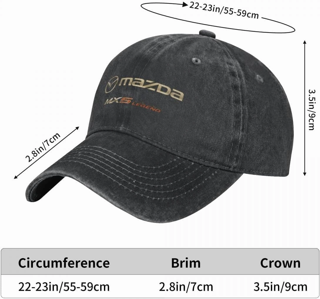 Cars Baseball Caps, for Mazda MX-5 Casual Baseball Cap Lightweight Adjustable Baseball Cap,Decoration Accessories,Black
