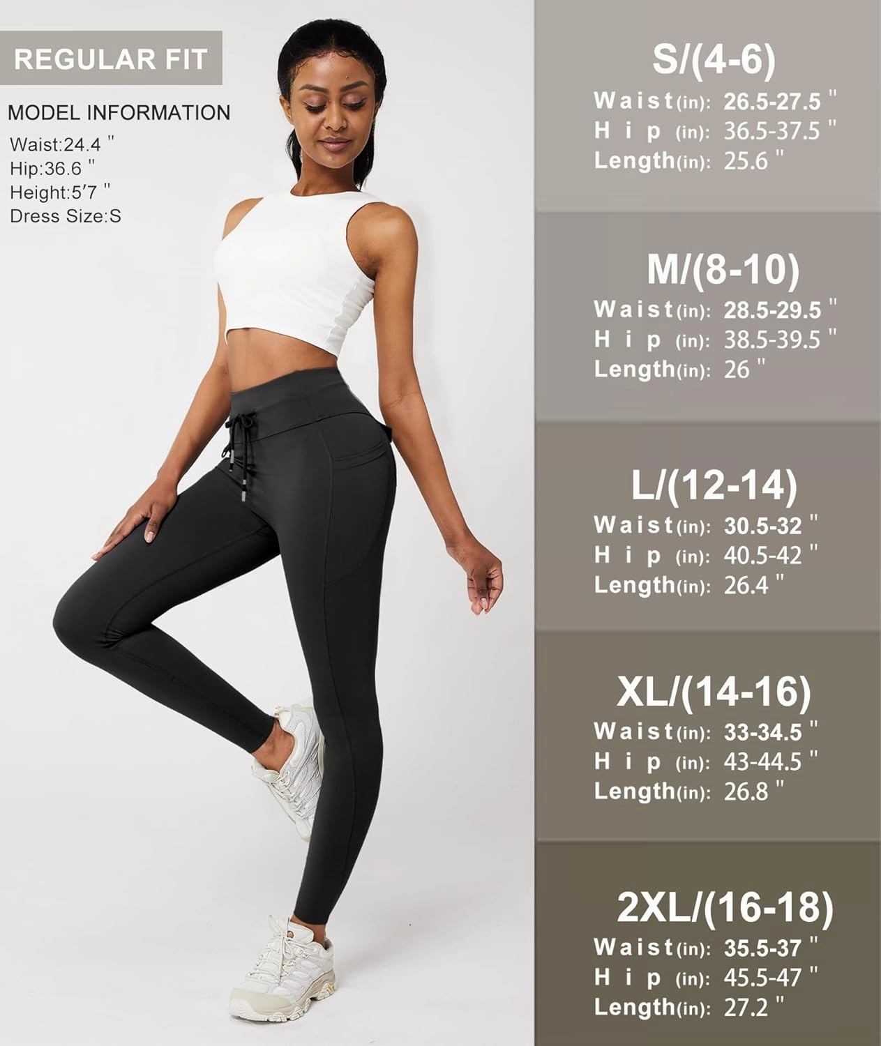 Casei Cargo Leggings with Pockets for Women Tummy Control Stretchy Soft Yoga Pants for Hiking Workout Drawstring Legging