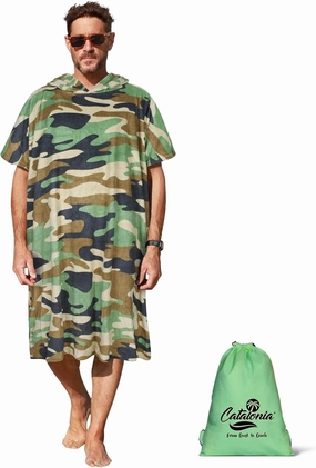 Catalonia Absorbent Surf Poncho Men Women, Quick Dry Towel Changing Poncho, Hooded Towel Poncho Adult, Changing Robe for Beach Surfing Swimming