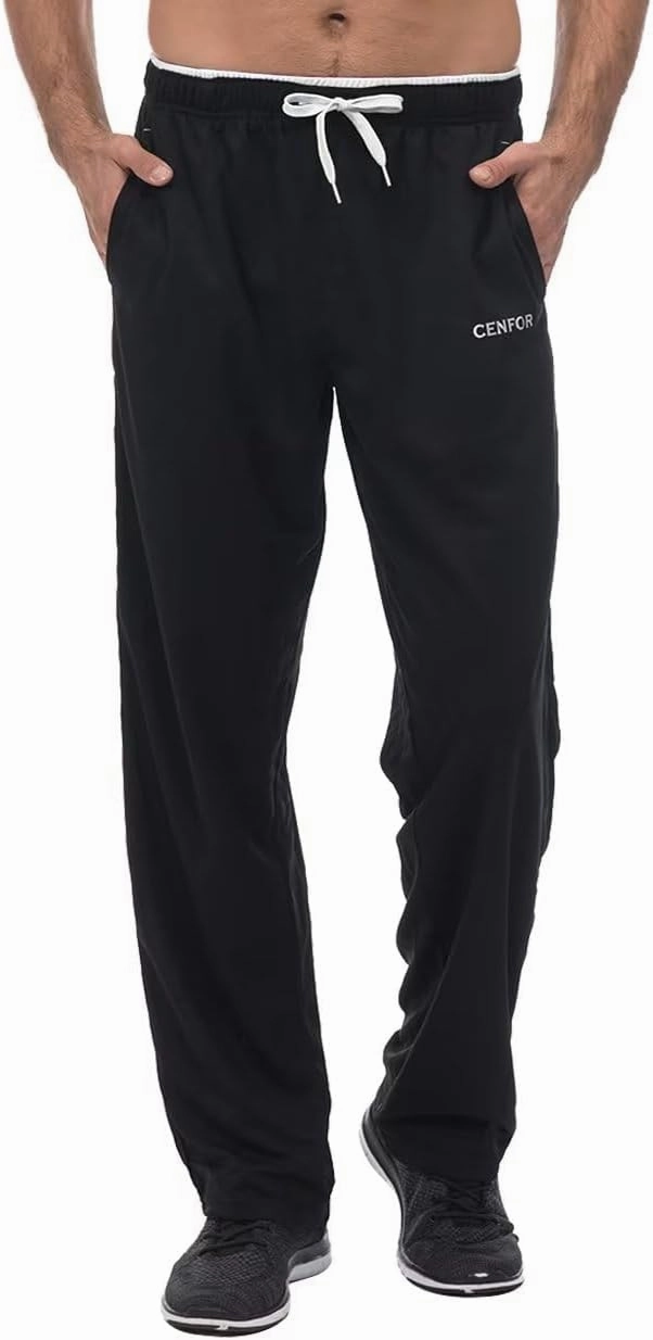 CENFOR Men's Sweatpants with Pockets Open Bottom Workout Pants, for Athletic, Jogging, Training, Casual