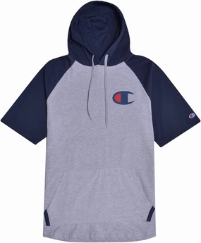 Champion Mens Short Sleeve Hoodie Big and Tall - Raglan Hoodie With Pockets