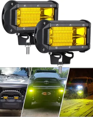 Chelhead Yellow Fog Lights, 5 Inch 72W Led Light Bar Off Road Amber Led Driving Lights Compatible with Trucks Motorcycle Off-road Jeep ATV UTV SUV Boat Marine 4X4