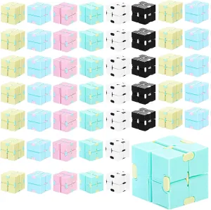 Chivao 48 Pcs Cube Sensory Toy Infinite Cube Fidget Toy Stress Relieving Handheld Infinite Flipping Hand Desk Gift Portable Blocks for Teen Adult Anxiety Stress Relief Sensory(Macaron Style)