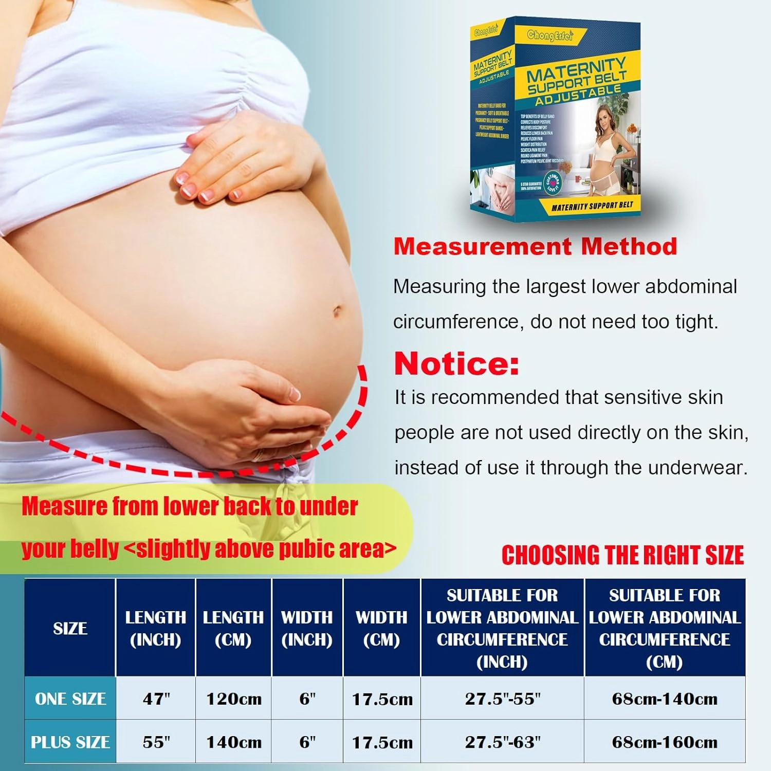 ChongErfei Pregnancy Belly Band Maternity Belt Back Support Abdominal Binder Back Brace - Relieve Back, Pelvic, Hip Pain for Pregnancy Recovery(Black,One Size)