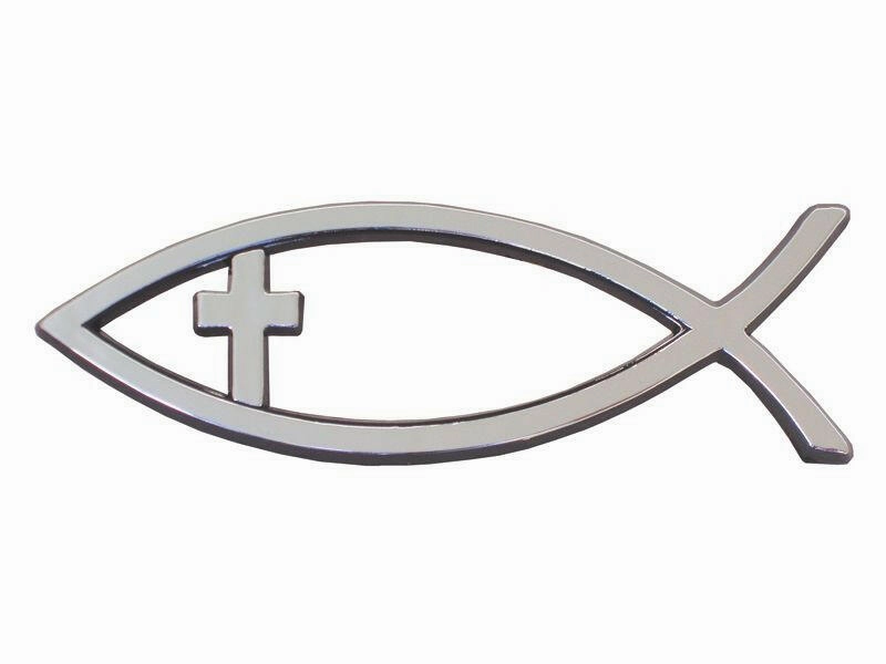 Christian Fish with Cross Emblem - Large - Adhesive