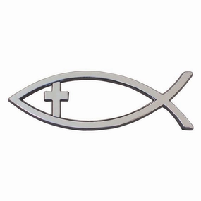 Christian Fish with Cross Emblem - Large - Adhesive