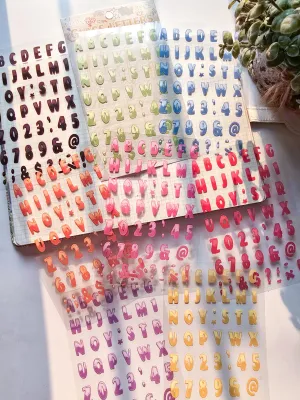 CHZM605 - sticker rainbow alphabet series creative English film hand curtain pet material sticker 8 into