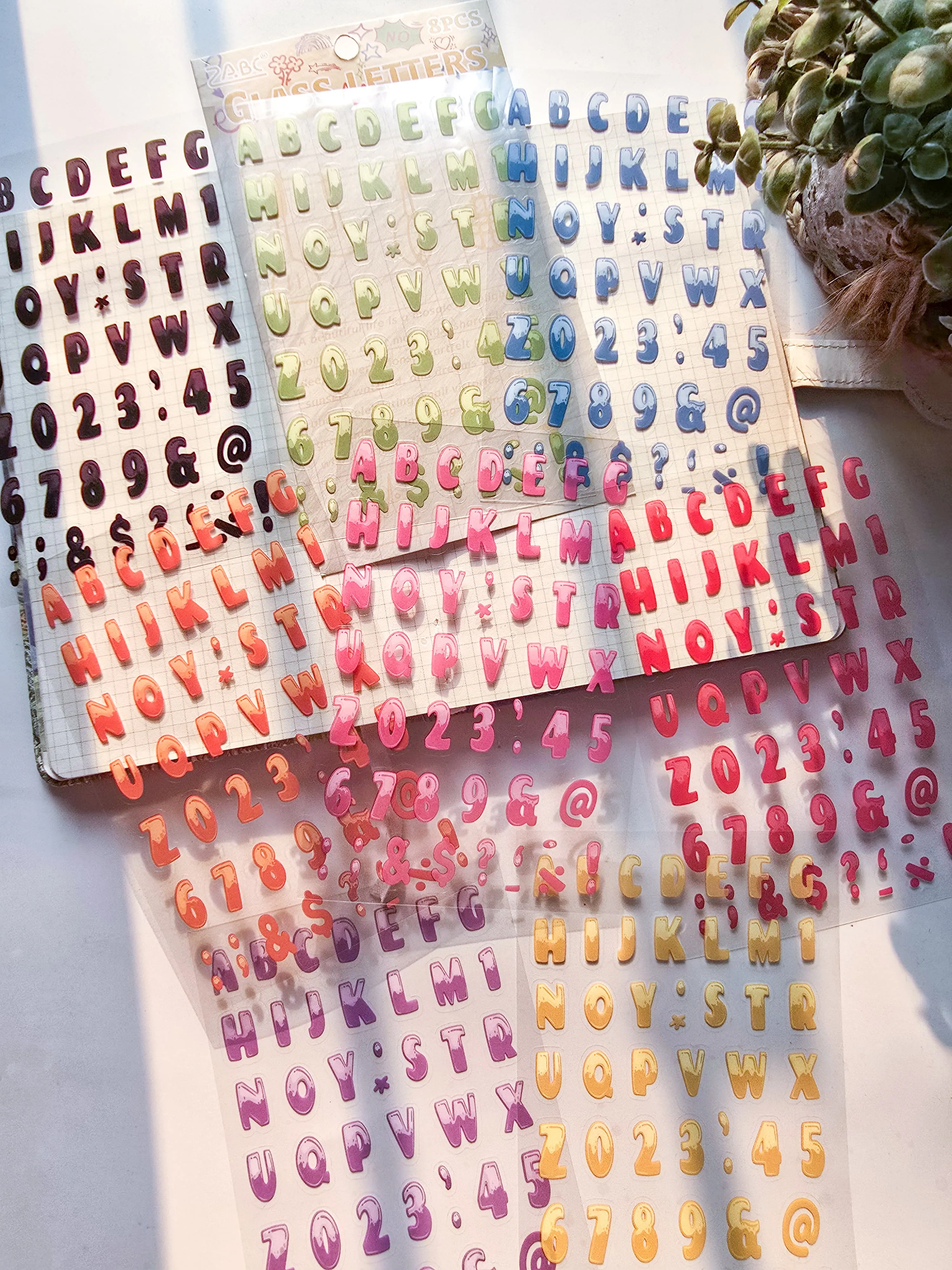 CHZM605 - sticker rainbow alphabet series creative English film hand curtain pet material sticker 8 into