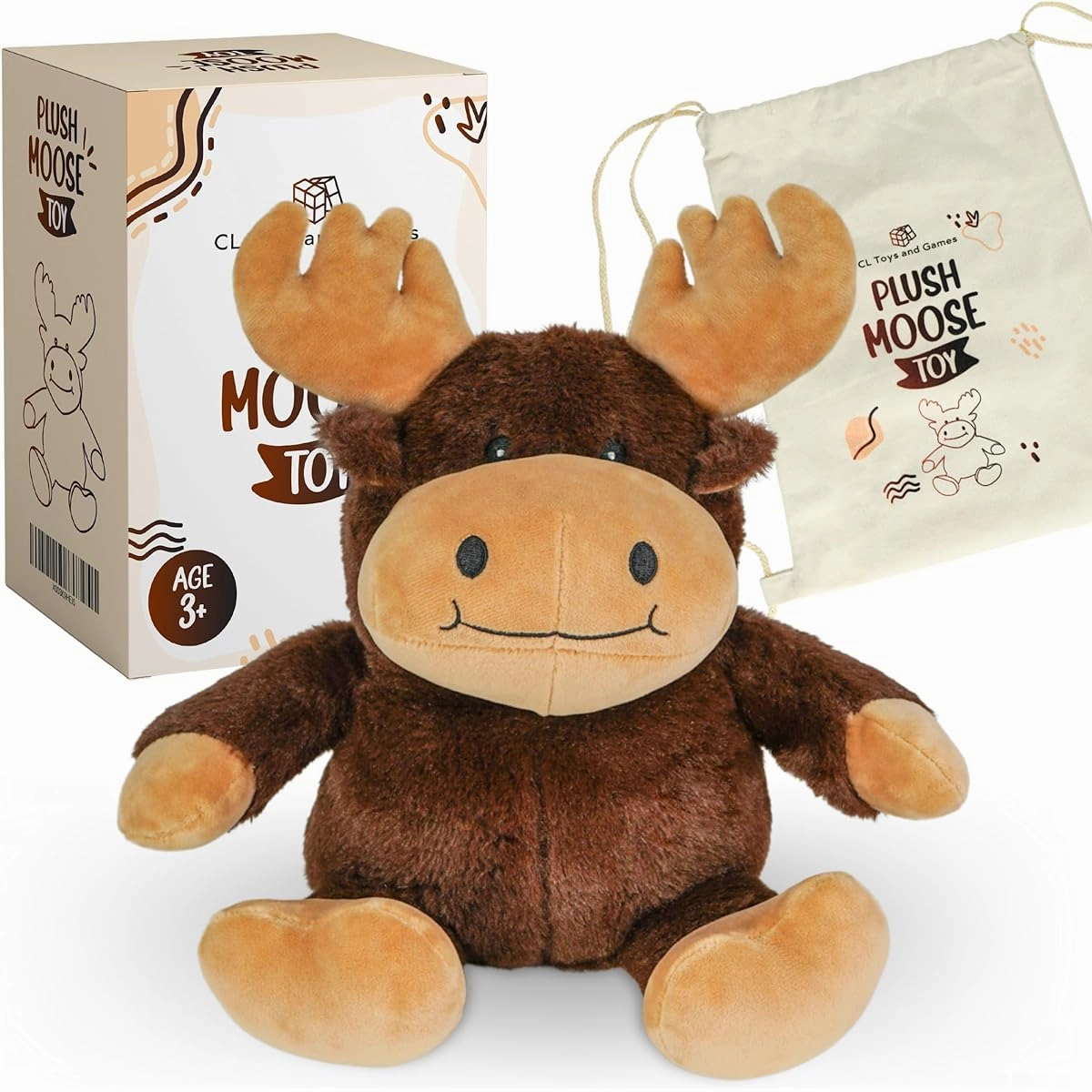CL Toys and Games Weighted Plush Moose Toy for Kids, Stuffed Animals for Anxiety Relief, 3 Pounds and Odorless, Microwave and Freezer Safe