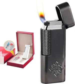 Classic Soft Flame Flint Wheel Butane Gas Refillable Lighter with Adjustable Flame Control(C)