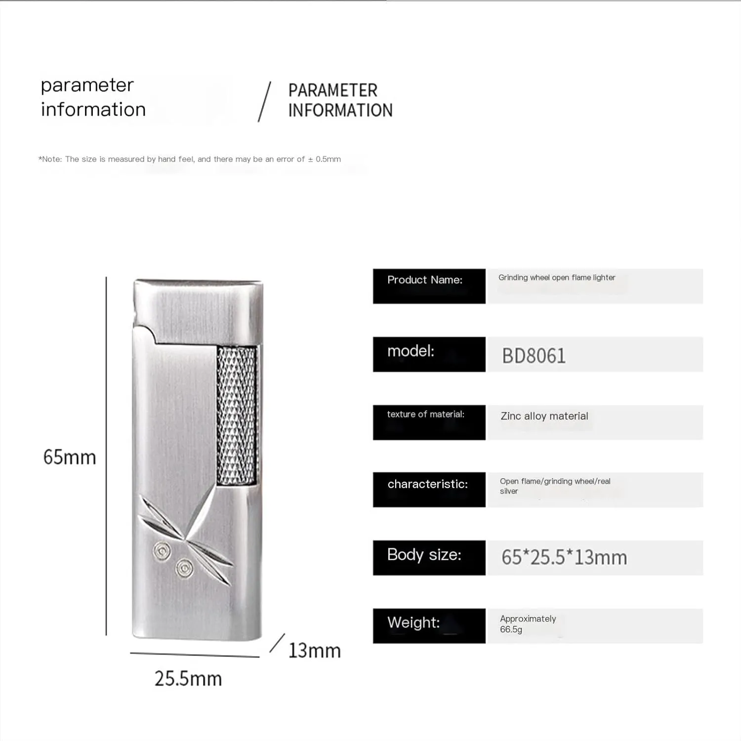 Classic Soft Flame Flint Wheel Butane Gas Refillable Lighter with Adjustable Flame Control(C)