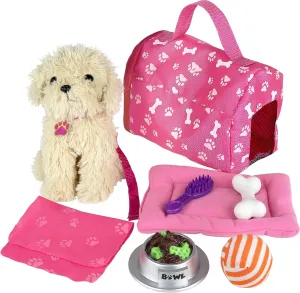 Click N' Play Puppy Toy Set - Bed, Toys for 3  Year Old Girls, Toddler Gifts Ages 3-5 - Plush Dog Toys for Kids