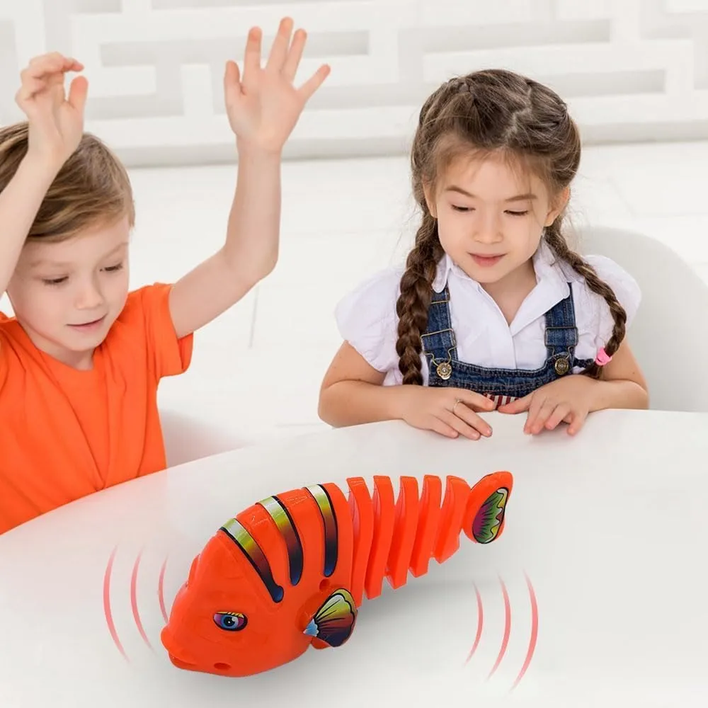 Clockwork Swinging Cartoon Fish Toy, 2024 New Creative Plastic Wind-Up Wiggle Fish, Shower Water Toy, Fun Pet Clockwork Wiggle Fish, for Kids and Pets (6 PCS)