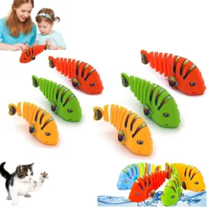 Clockwork Swinging Cartoon Fish Toy, 2024 New Creative Plastic Wind-Up Wiggle Fish, Shower Water Toy, Fun Pet Clockwork Wiggle Fish, for Kids and Pets (6 PCS)